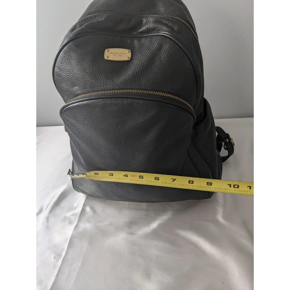 Michael Kors Abbey Black Pebbled Leather Backpack Gold Hardware